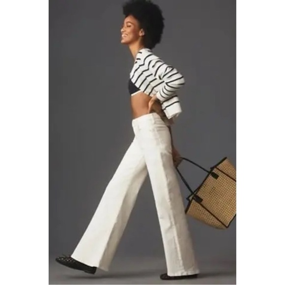 Maeve Jada Wide Leg Jeans Anthropologie 30 Cream Denim Casual Minimalist Classic - Picture 13 of 13